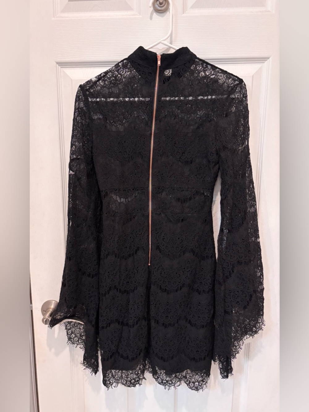 Lulus  Black Lace Mock Neck Long-Sleeve Dress - Picture 6 of 6